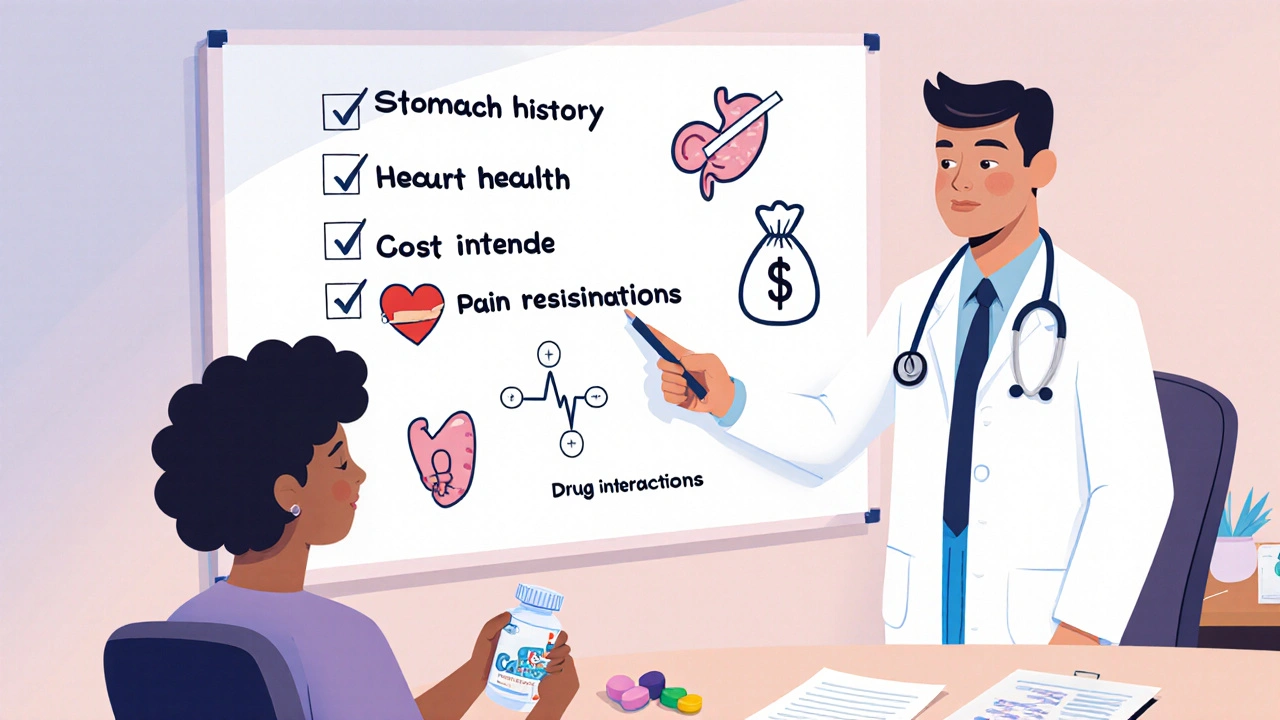 Doctor pointing at a checklist with icons while patient holds Cobix bottle in a cartoon clinic.