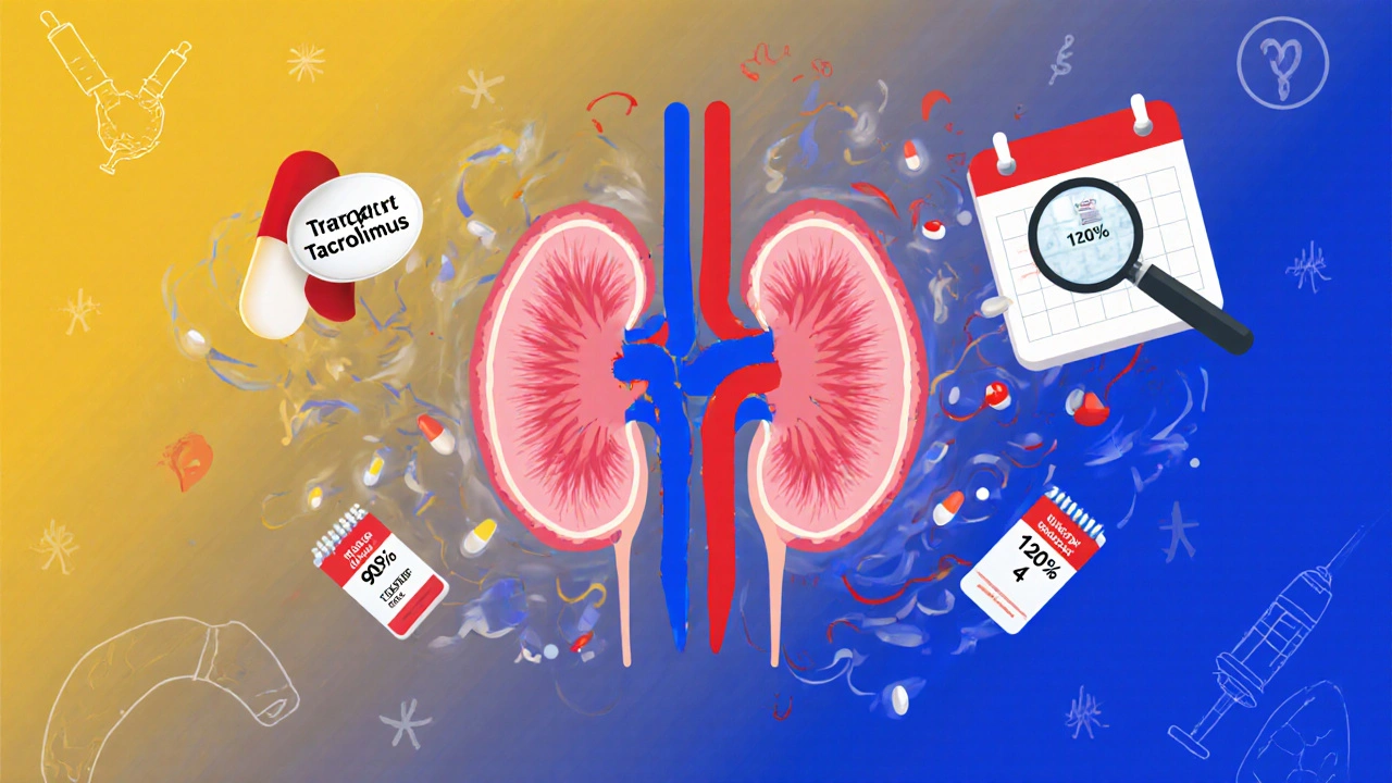 A transplant patient with a cracked kidney as generic drug levels spike unpredictably, with blood test dates and manufacturer labels visible.