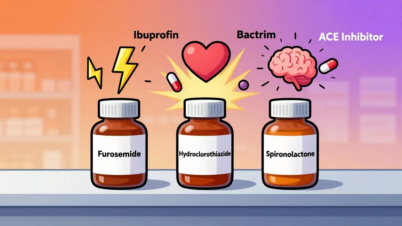 Medication bottles interacting dangerously with other drugs in a vibrant gradient illustration