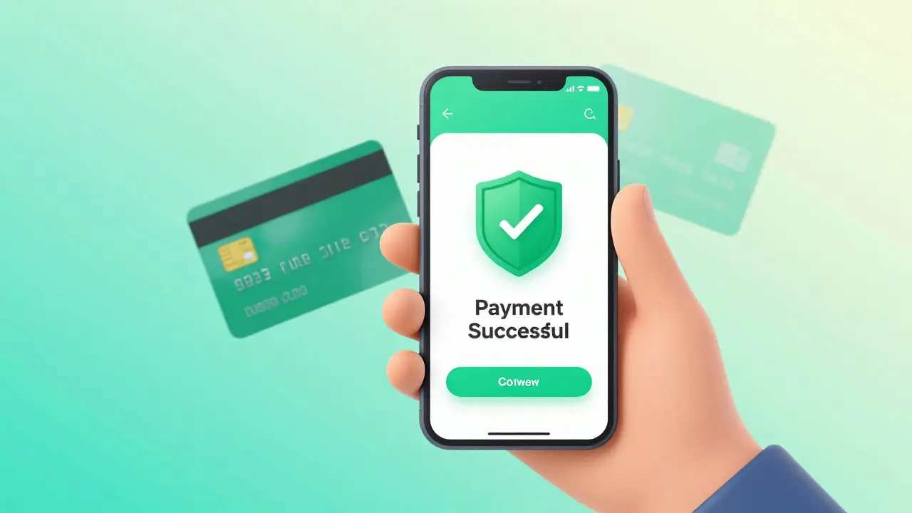 Smartphone showing a successful and secure online payment for medication